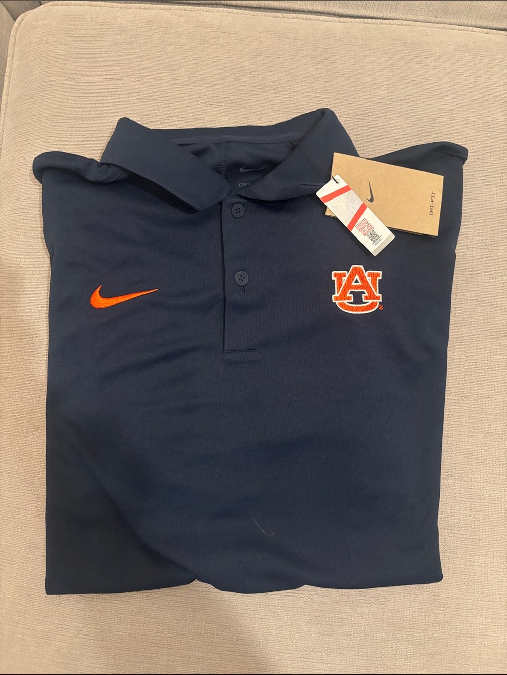 Nike Navy Dri-FIT Polo with Subtle Heather Swoosh